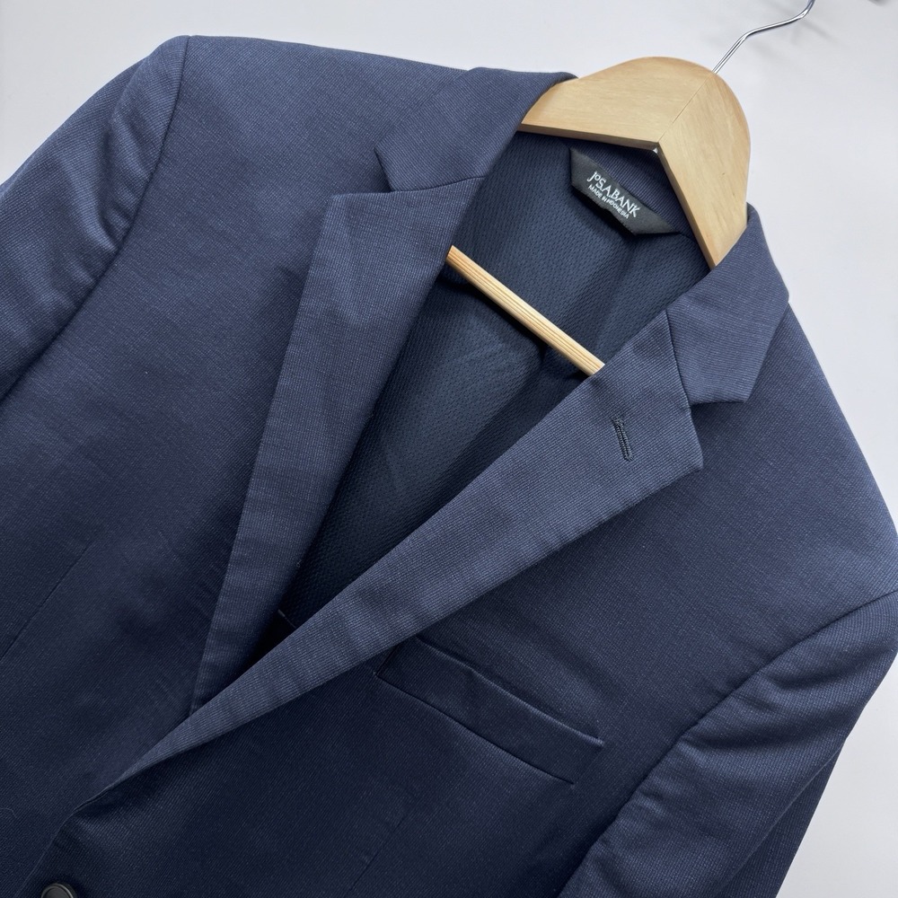 Jos A Bank Traveler Travel Tech Blazer Mens 40R Slim Fit Navy Wool Blend Jacket